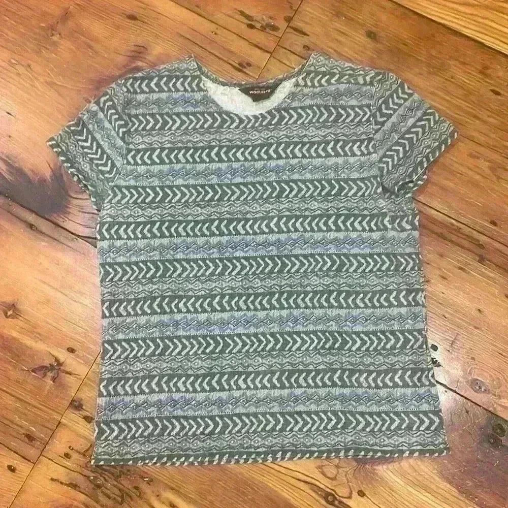 Woolrich Casual Geometric Short Sleeve Short 100% Cotton Size Medium